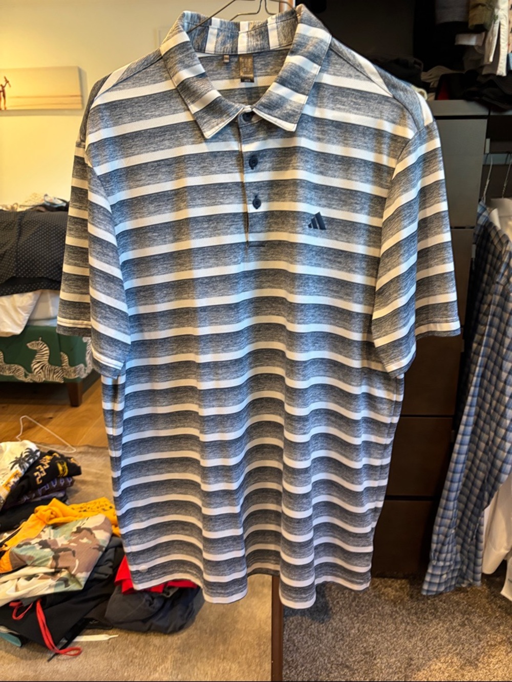 Adidas Mens striped Gold Polo